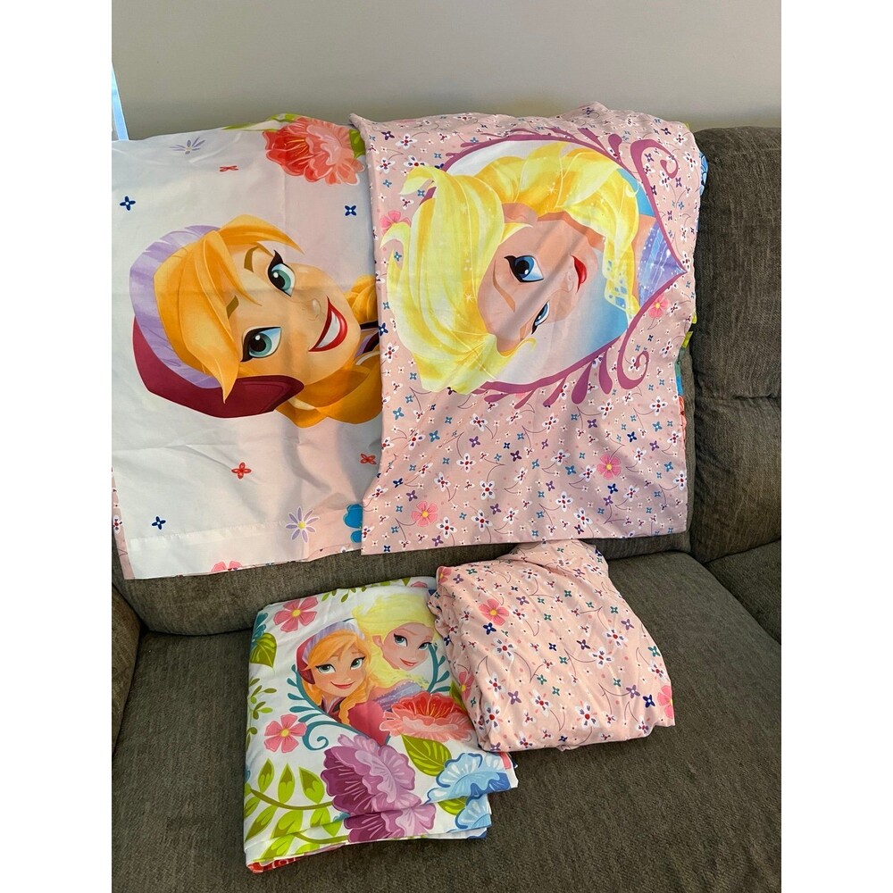 Disney Frozen Floral Breeze Full Size Sheet Set 4pc Watercolor Flower